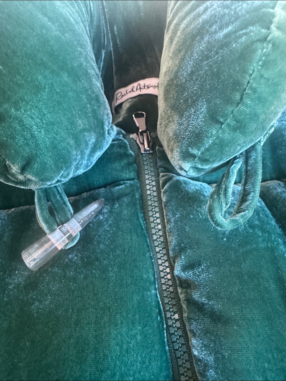 Emerald Green Velvet Puffer Jacket Anthropologie - Picture 5 of 11
